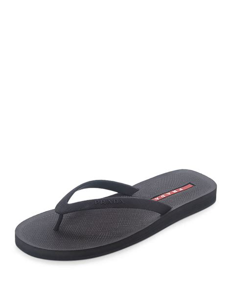 prada leather flip flops mens|prada men's sneakers black.